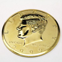Kennedy Half Dollar - Three Inch - Gold Plated - Deluxe