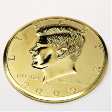 Kennedy Half Dollar - Three Inch - Gold Plated - Deluxe